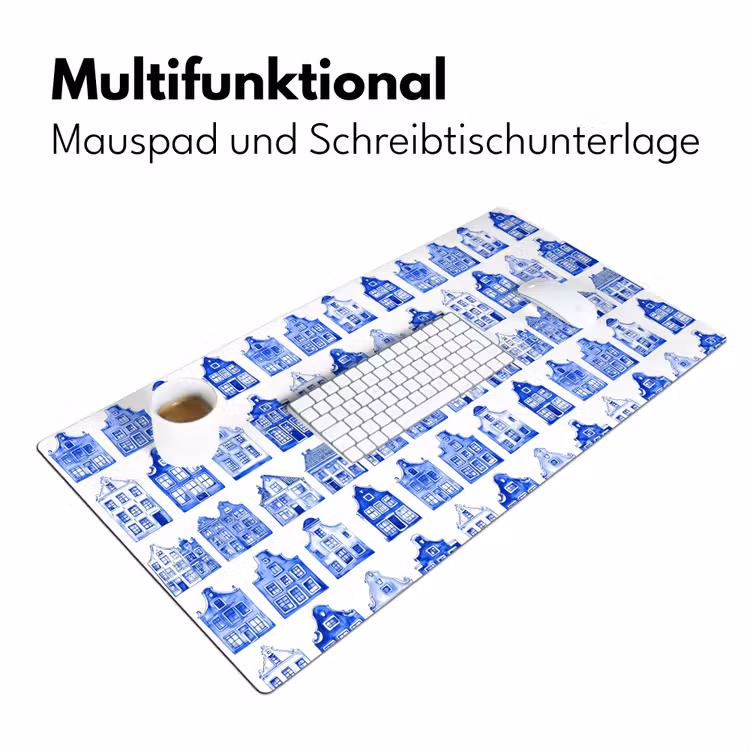 Patroon - Huizen - Blauw Muismat XXL klein 681 -ysfeer4_duits