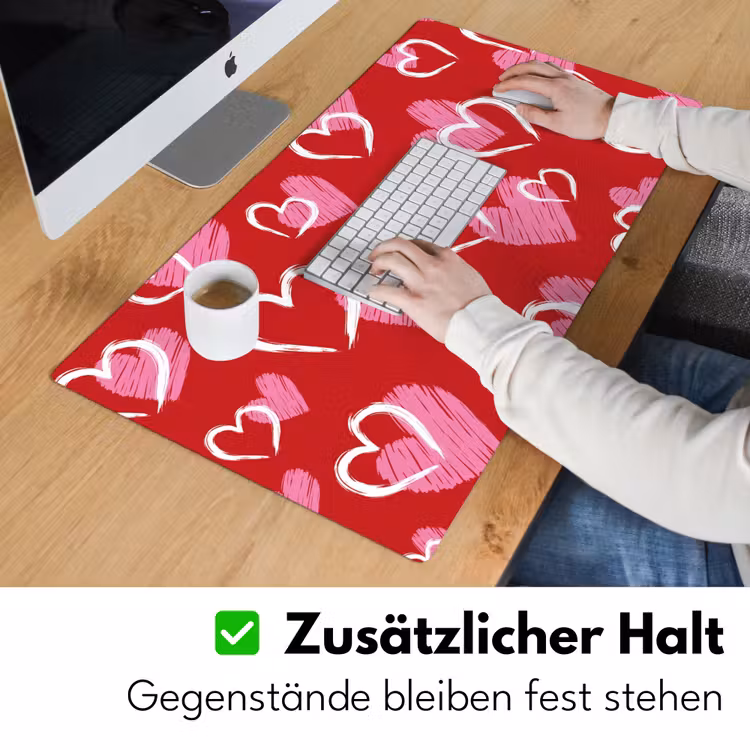 Patroon - Hartjes - Roze - Valentijn Muismat XXL klein -ysfeer3_duits