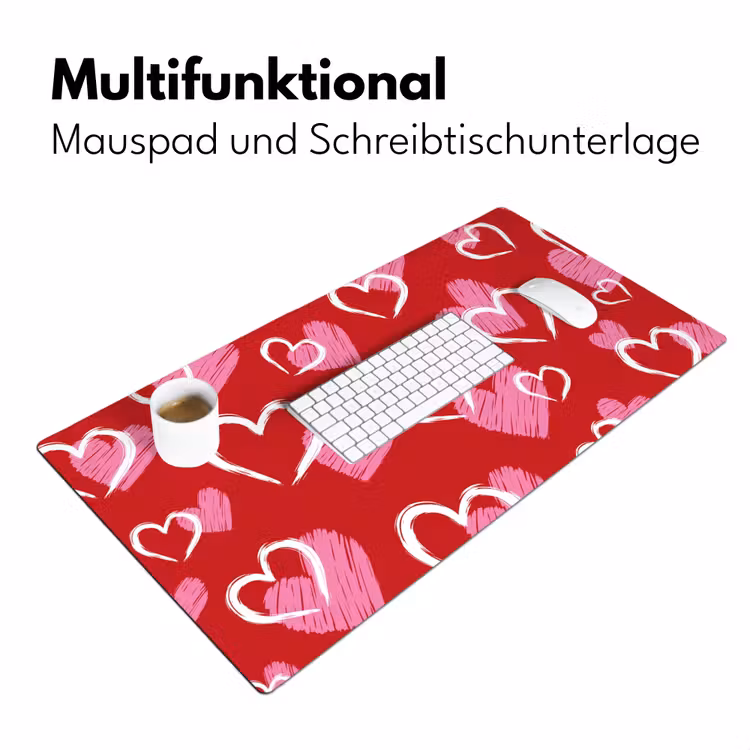 Patroon - Hartjes - Roze - Valentijn Muismat XXL klein -ysfeer4_duits