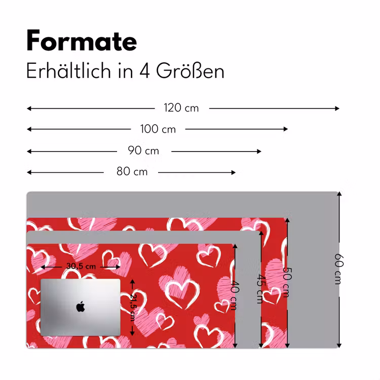 Patroon - Hartjes - Roze - Valentijn Muismat XXL klein -ysfeer5_duits