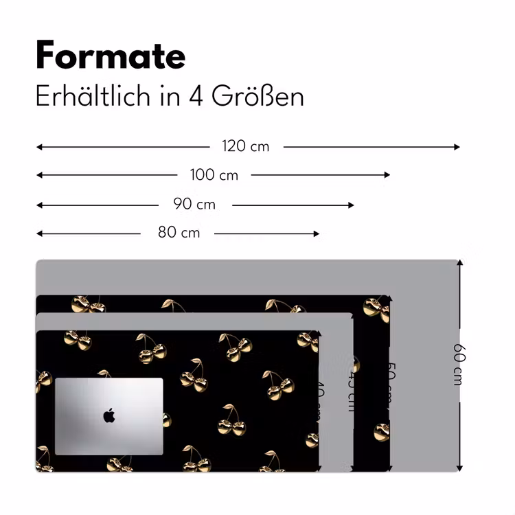 Patroon - Kersen - Goud - Chrome Muismat XXL klein -ysfeer5_duits