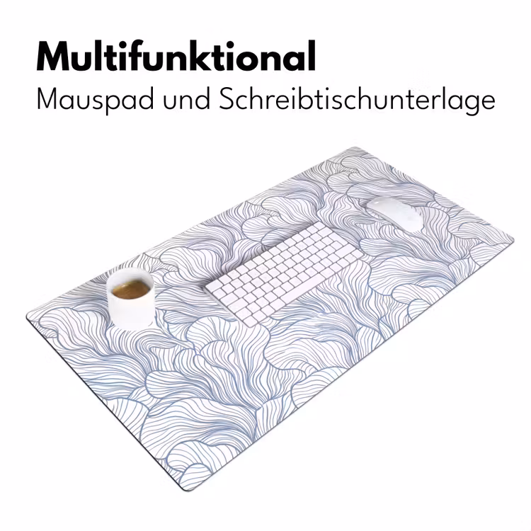 Patroon - Lijnen - Organisch - Abstract - Blauw Muismat XXL klein -ysfeer4_duits