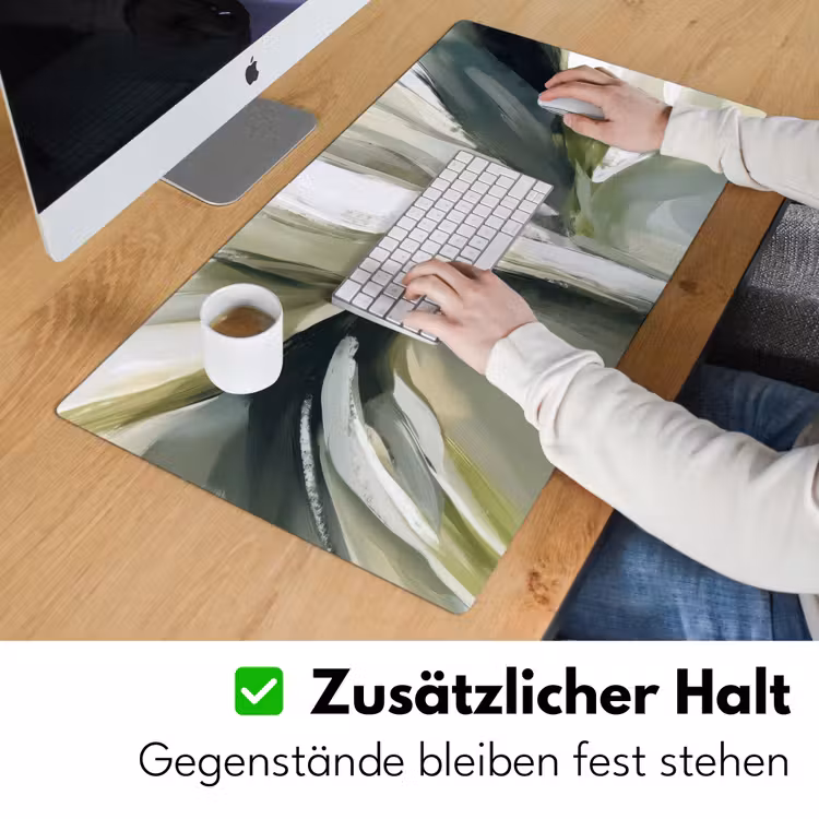 Natuur - Abstract - Groen - Penseelstreken Muismat XXL klein -ysfeer3_duits