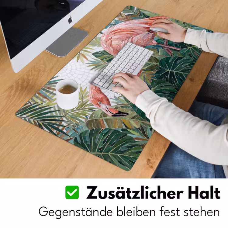Natuur - Bladeren - Abstract - Groen - Vogel Muismat XXL klein -ysfeer3_duits