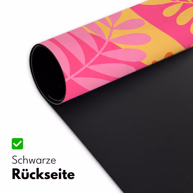 Schreibtischunterlage - Natur – Blätter – Abstrakt – Rosa – Gelb - Natuur - Bladeren - Abstract - Roze - Geel Muismat XXL klein