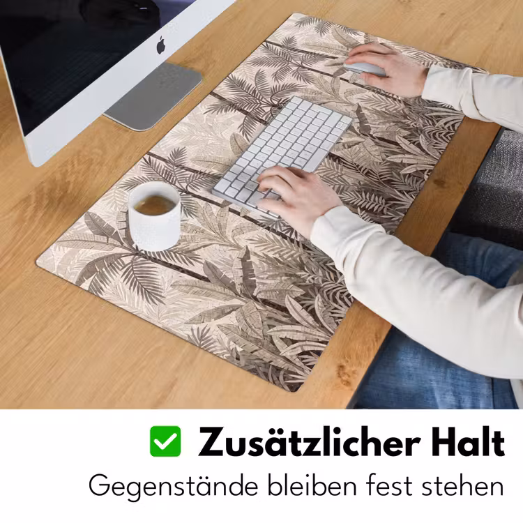 Natuur - Bladeren - Landschap - Mozaïek - Beige Muismat XXL klein -ysfeer3_duits