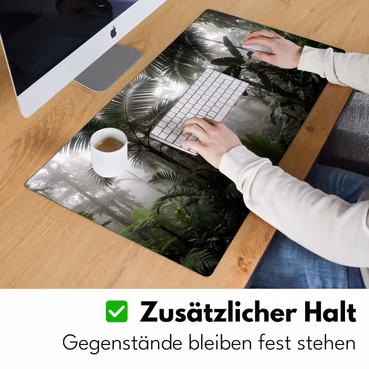 Natuur - Jungle - Mist - Groen - Bladeren Muismat XXL klein -ysfeer3_duits