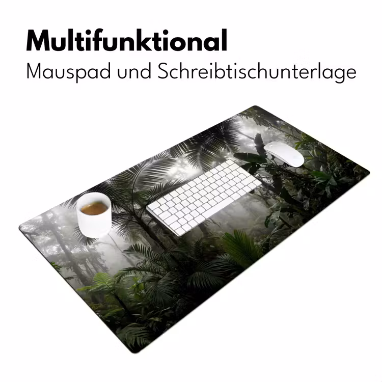 Natuur - Jungle - Mist - Groen - Bladeren Muismat XXL klein -ysfeer4_duits