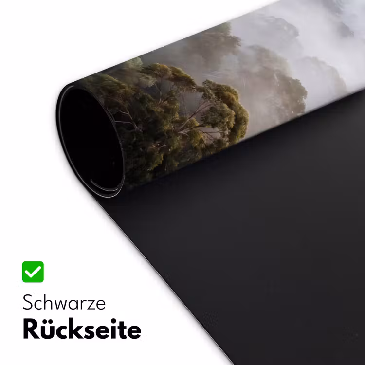 Natuur - Mist - Bos - Ochtend - Goud Muismat XXL klein -ysfeer2_duits
