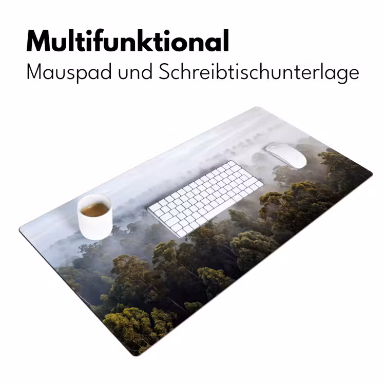 Natuur - Mist - Bos - Ochtend - Goud Muismat XXL klein -ysfeer4_duits