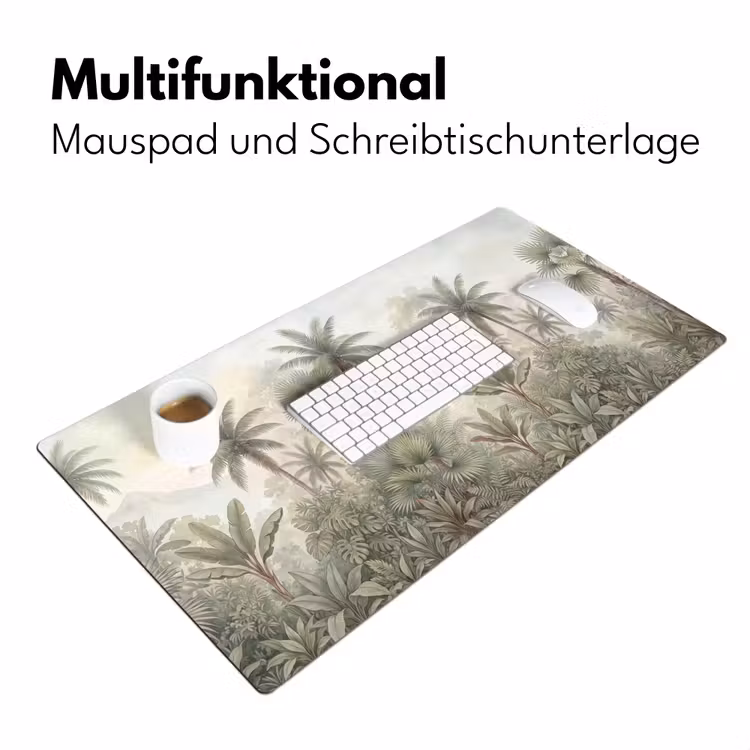 Natuur - Tropisch bos - Landschap - Aquarel - Groen Muismat XXL klein -ysfeer4_duits