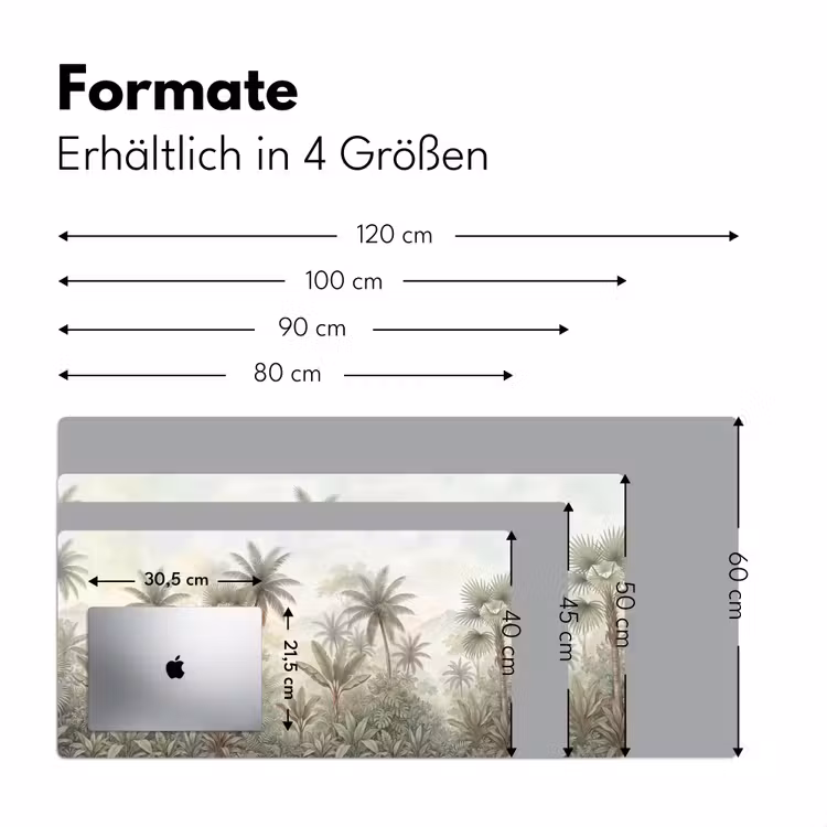 Natuur - Tropisch bos - Landschap - Aquarel - Groen Muismat XXL klein -ysfeer5_duits