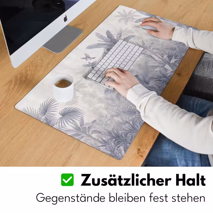 Natuur - Vogel - Jungle - Illustratie - Blauw Muismat XXL klein -ysfeer3_duits