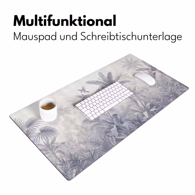 Natuur - Vogel - Jungle - Illustratie - Blauw Muismat XXL klein -ysfeer4_duits