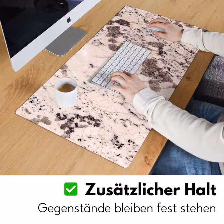 Natuursteen - Patroon - Abstract - Beige - Grijs Muismat XXL klein -ysfeer3_duits