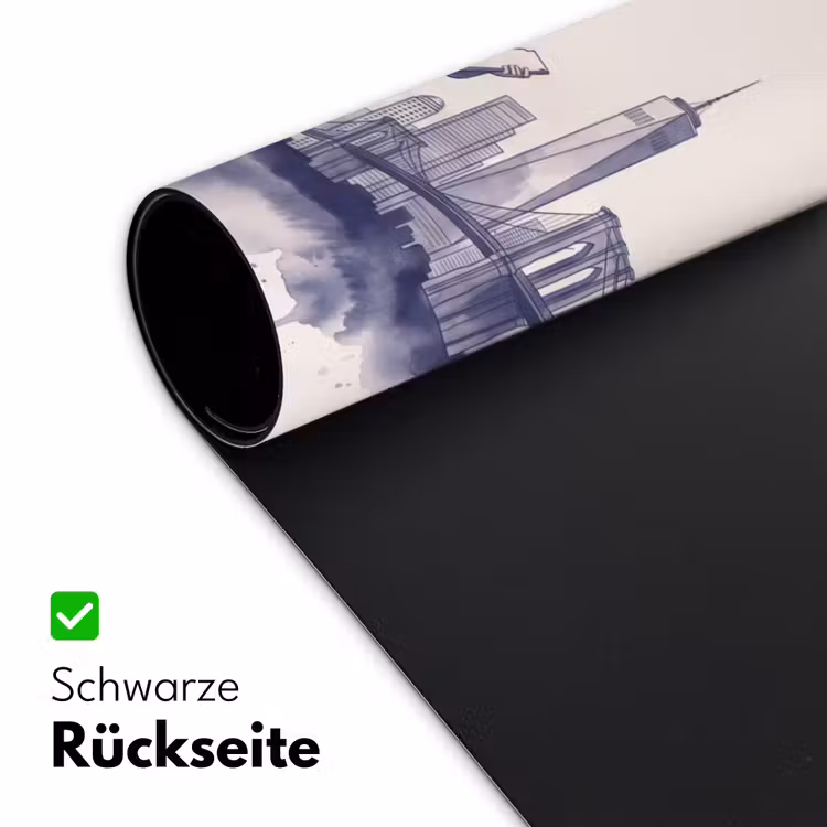 Schreibtischunterlage - New York – Freiheitsstatue – Skyline – Illustration – Blau - New York - Vrijheidsbeeld - Skyline - Illustratie - Blauw Muismat XXL klein