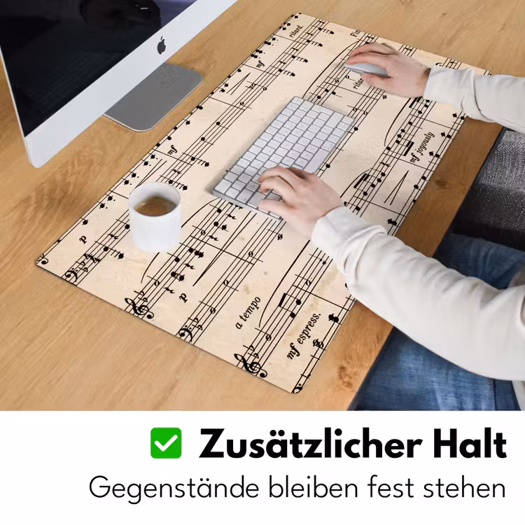 Muzieknotatie - Notenbalken - Kunst - Klassiek - Beige Muismat XXL klein -ysfeer3_duits