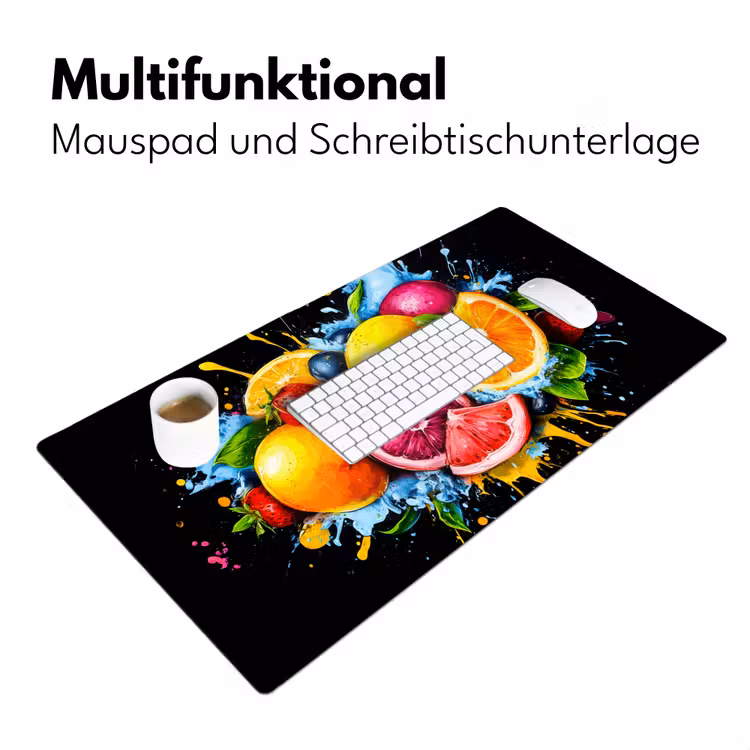 Fruit - Graffiti - Kleurrijk - Sinaasappel - Aardbei - Abstract Muismat XXL klein -ysfeer4_duits