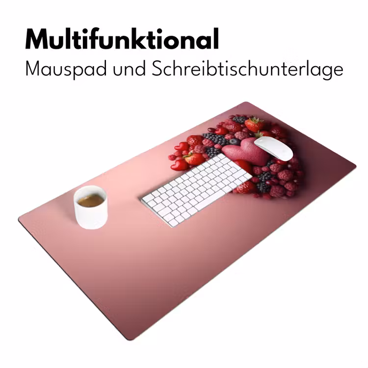 Fruit - Hartjes - Aardbeien - Frambozen - Bosbessen Muismat XXL klein -ysfeer4_duits