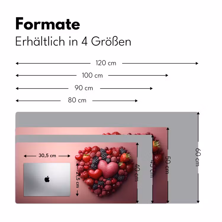 Fruit - Hartjes - Aardbeien - Frambozen - Bosbessen Muismat XXL klein -ysfeer5_duits