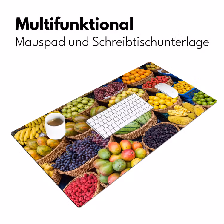 Schreibtischunterlage - Obst – Markt – Bunt - Fruit - Markt - Kleurrijk Muismat XXL klein