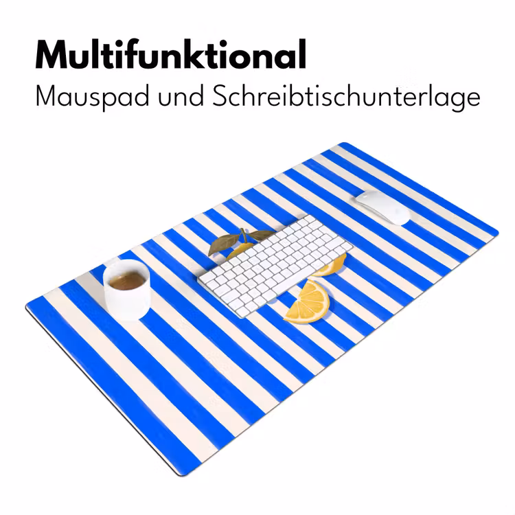 Schreibtischunterlage - Obst – Zitrone – Sommer – Gelb – Blau - Fruit - Citroen - Zomer - Geel - Blauw Muismat XXL klein