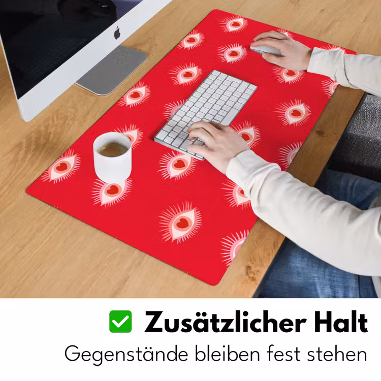 Ogen - Hart - Abstract - Rood - Roze Muismat XXL klein 681 -ysfeer3_duits