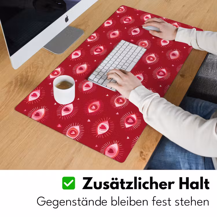 Ogen - Patroon - Roze - Donkerrood Muismat XXL klein 681 -ysfeer3_duits