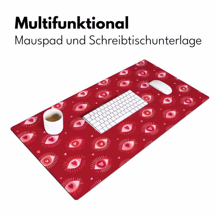 Ogen - Patroon - Roze - Donkerrood Muismat XXL klein 681 -ysfeer4_duits