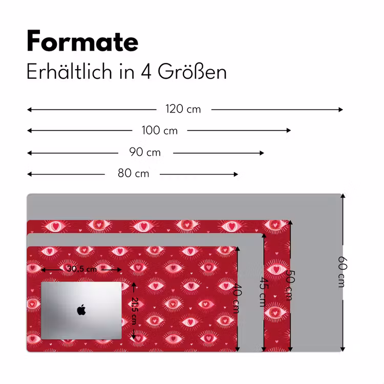 Ogen - Patroon - Roze - Donkerrood Muismat XXL klein 681 -ysfeer5_duits