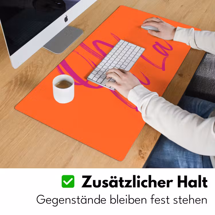 Oh la la - Oranje - Roze - Grafisch Muismat XXL klein -ysfeer3_duits