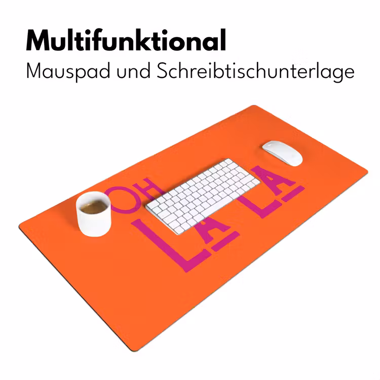 Oh la la - Oranje - Roze - Scheeflettertype Muismat XXL klein -ysfeer4_duits