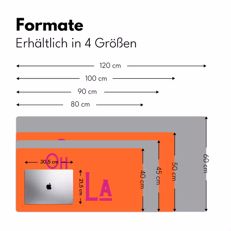 Oh la la - Oranje - Roze - Scheeflettertype Muismat XXL klein -ysfeer5_duits
