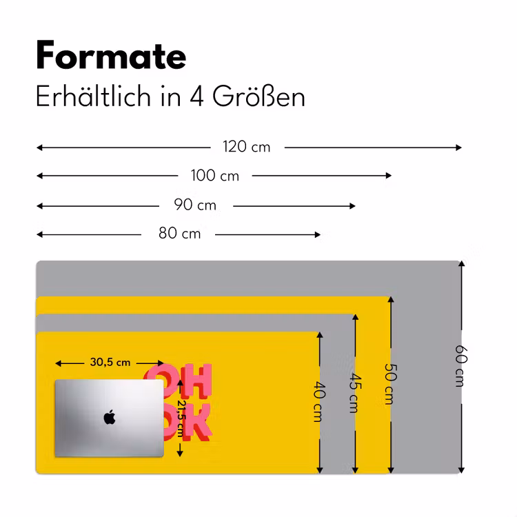 Oh ok - 3D - Geel - Roze Muismat XXL klein -ysfeer5_duits