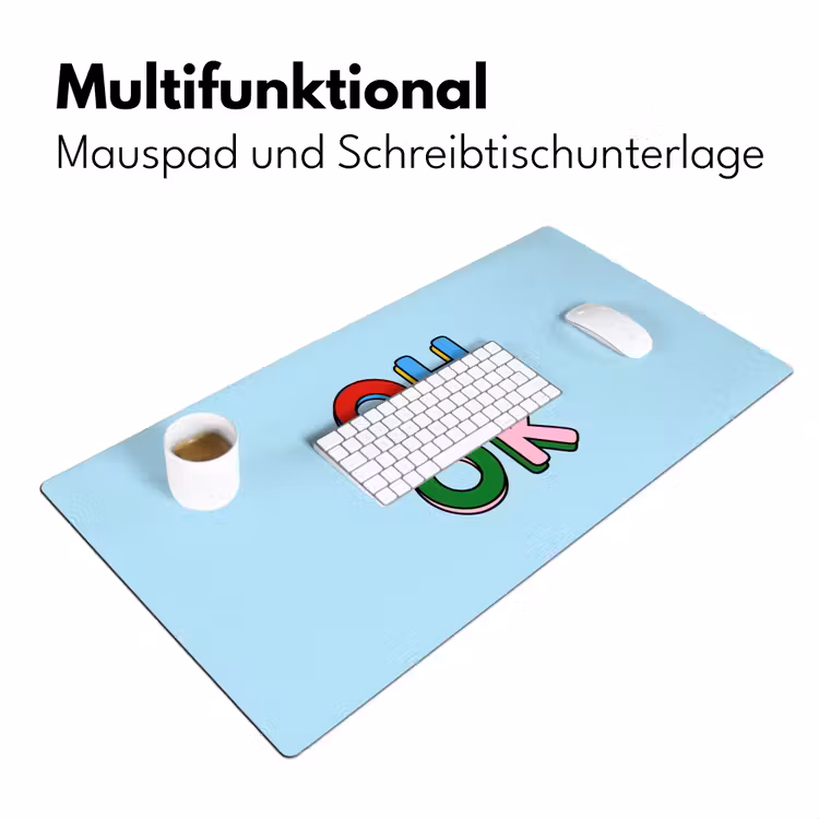 Oh ok - Blauw - Kleurrijk Muismat XXL klein -ysfeer4_duits