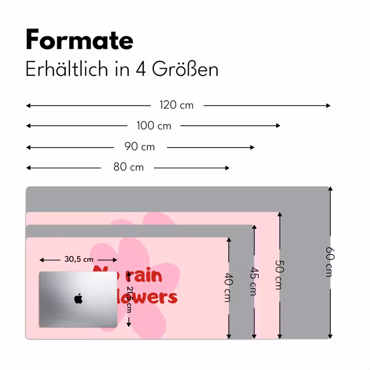 No rain no flowers - Bloem - Roze Muismat XXL klein -ysfeer5_duits