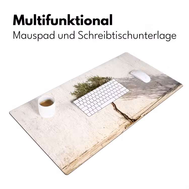 Schreibtischunterlage - Olivenbaum – Wand – weiß - Olijfboom - muur - wit Muismat XXL klein