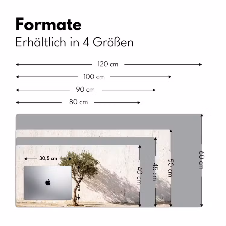 Schreibtischunterlage - Olivenbaum – Wand – weiß - Olijfboom - muur - wit Muismat XXL klein