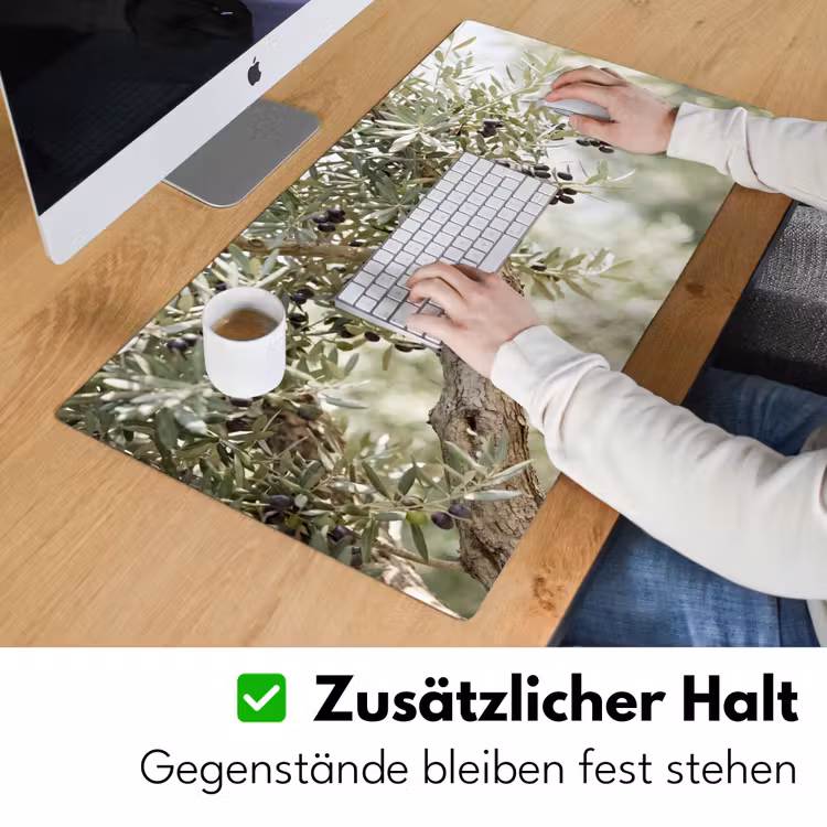 Schreibtischunterlage - Olivenbaum – Zweig – grün - Olijfboom - tak - groen Muismat XXL klein