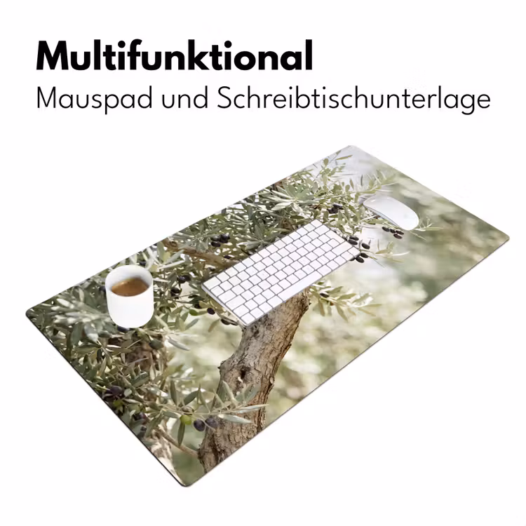 Schreibtischunterlage - Olivenbaum – Zweig – grün - Olijfboom - tak - groen Muismat XXL klein