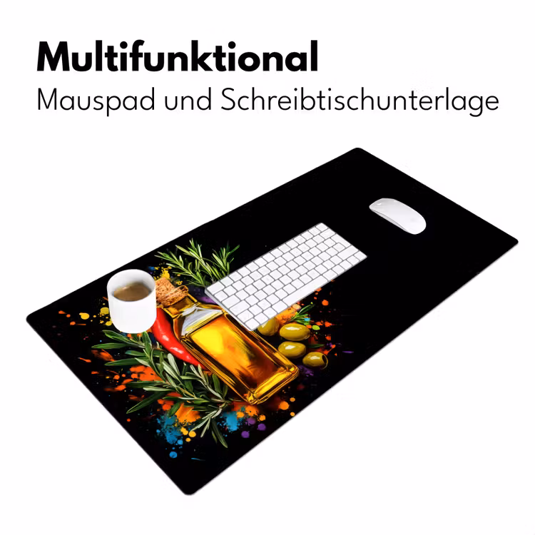 Olijfolie - Graffiti - Peper - Olijven - Modern Muismat XXL klein -ysfeer4_duits