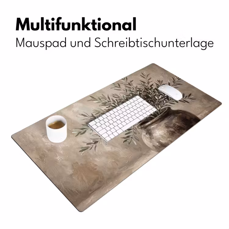 Olijfplant - Aardenpot - Abstract - Beige Muismat XXL klein -ysfeer4_duits