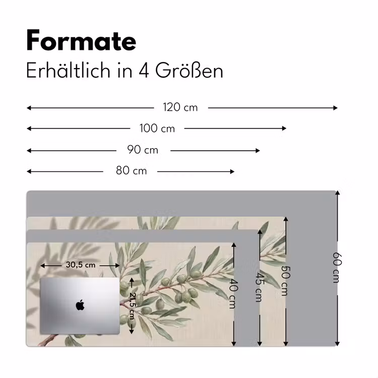 Olijftak - Bladeren - Natuur - Groen - Beige Muismat XXL klein -ysfeer5_duits