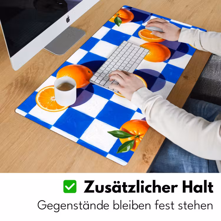 Schreibtischunterlage - Orange – Kariert – Essen - Sinaasappel - Geruit - Eten Muismat XXL klein