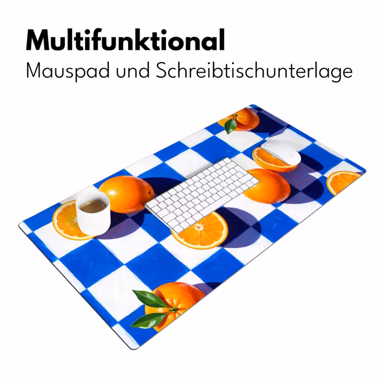 Schreibtischunterlage - Orange – Kariert – Essen - Sinaasappel - Geruit - Eten Muismat XXL klein