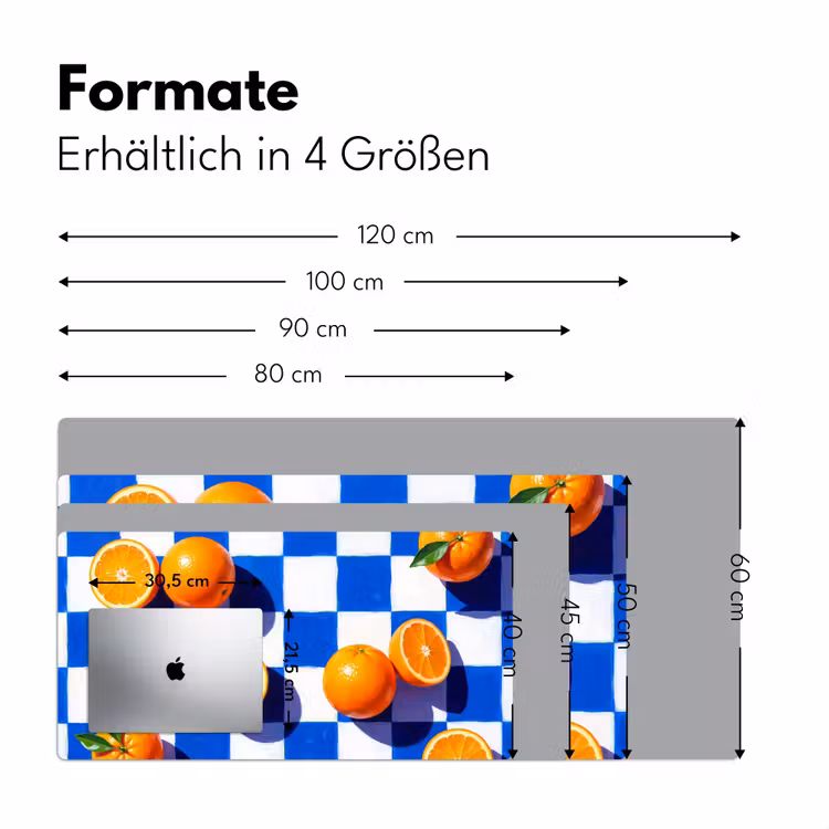 Schreibtischunterlage - Orange – Kariert – Essen - Sinaasappel - Geruit - Eten Muismat XXL klein