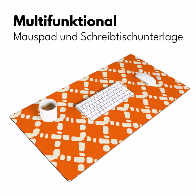 Oranje - Ruitpatroon - Wit Muismat XXL klein 681 -ysfeer4_duits