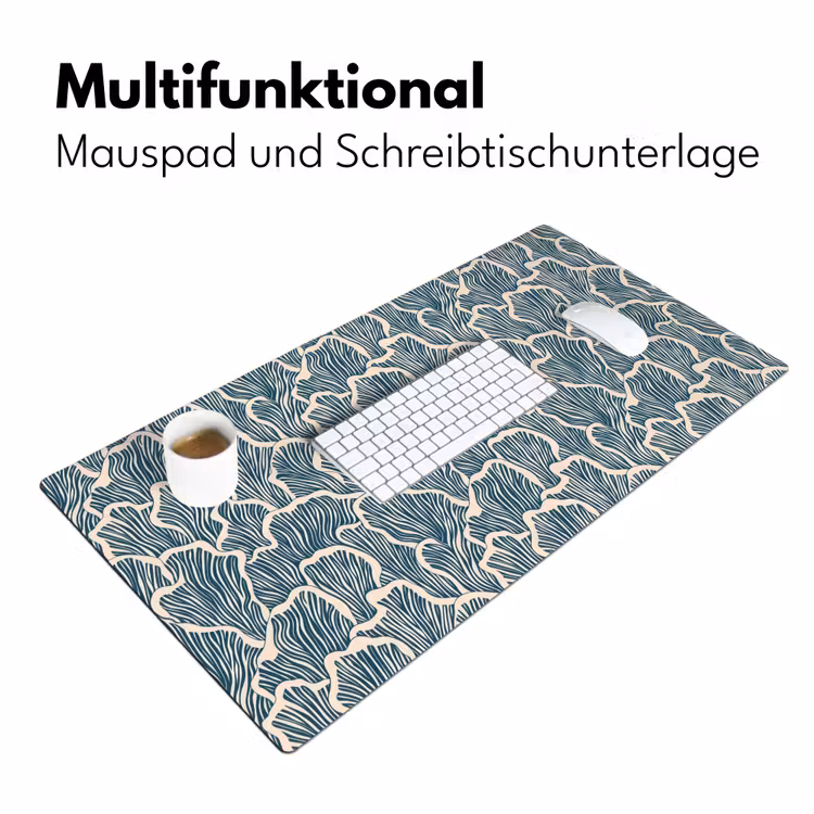 Organisch - Blauw - Crème - Schelpen Muismat XXL klein 681 -ysfeer4_duits