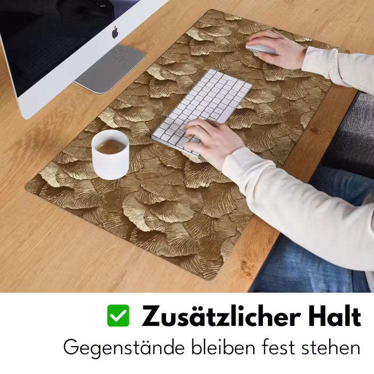 Organisch - Patroon - Bladeren - Goud Muismat XXL klein 681 -ysfeer3_duits