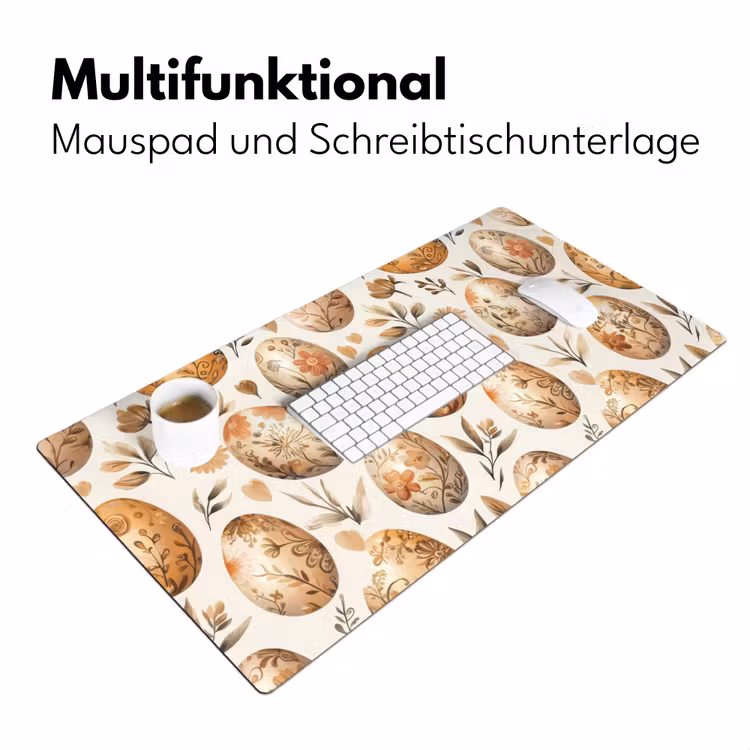 Paaseieren - Bruin - Bloemen Muismat XXL klein -ysfeer4_duits
